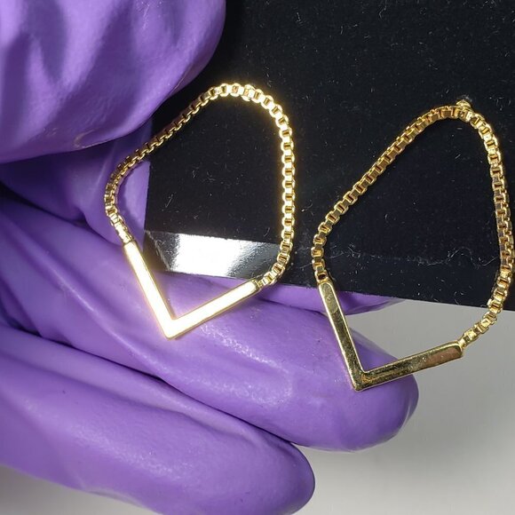 Women's Stylish Polished Gold tone Hoop Post Drop Earrings - Size 1.25" Drop - Picture 3 of 7